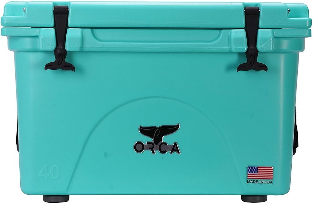 Seafoam ORCA cooler in signature seafoam green color